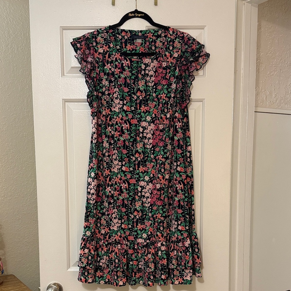 Easter Dress 👗: Tommy Hilfiger Navy and Pink Floral Midi Dress 💐💒🐣